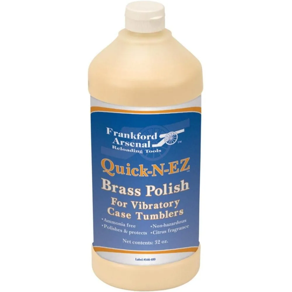 

Bottle of Ammonia-Free Quick-N-EZ Brass Polish for Tumbler and Reloading