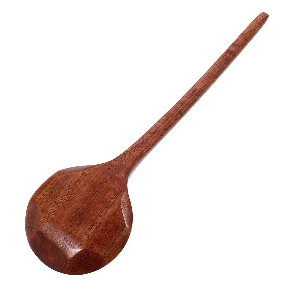 Cuchara de madera grande con forma de caparazón de tortuga, mango largo ergonómico, para sopa, ramen, dumplings, cuchara asiática para cocina, cuchara para dumplings