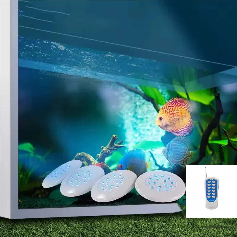 SAIYUN Pool Light with EU/US Plug IP68 Waterproof Small Size White Round Underwater RGB Multicolor Swimming Bath Spa Lamp