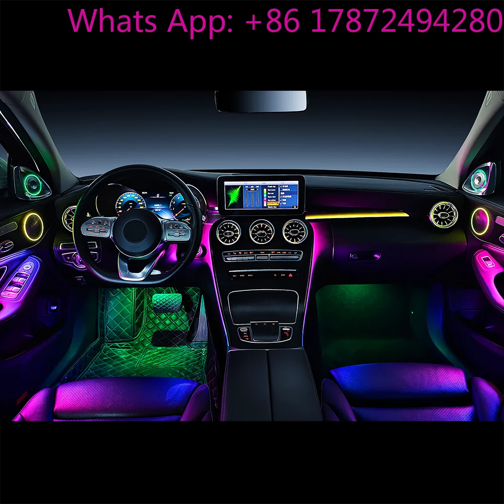 256 Colors LED Symphony Strip Dashboard Trim Car Ambient Lighting for         C Class W205 GLC X253 2015-2021 Accessories