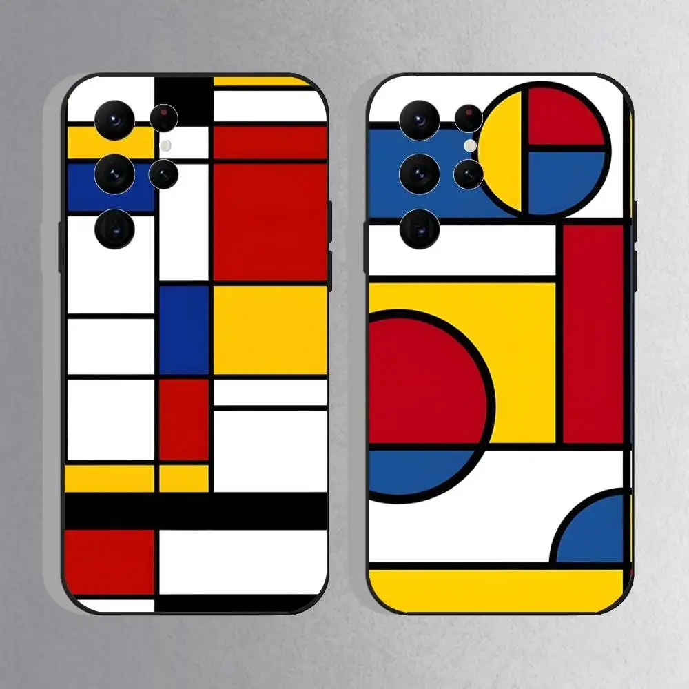 

Art Piet Mondrian Paintings Phone Case For Samsung S25,S24 Ultra,S20,S30 plus,S22 Plus,S23,Ultra 5G Silicone Black Shell