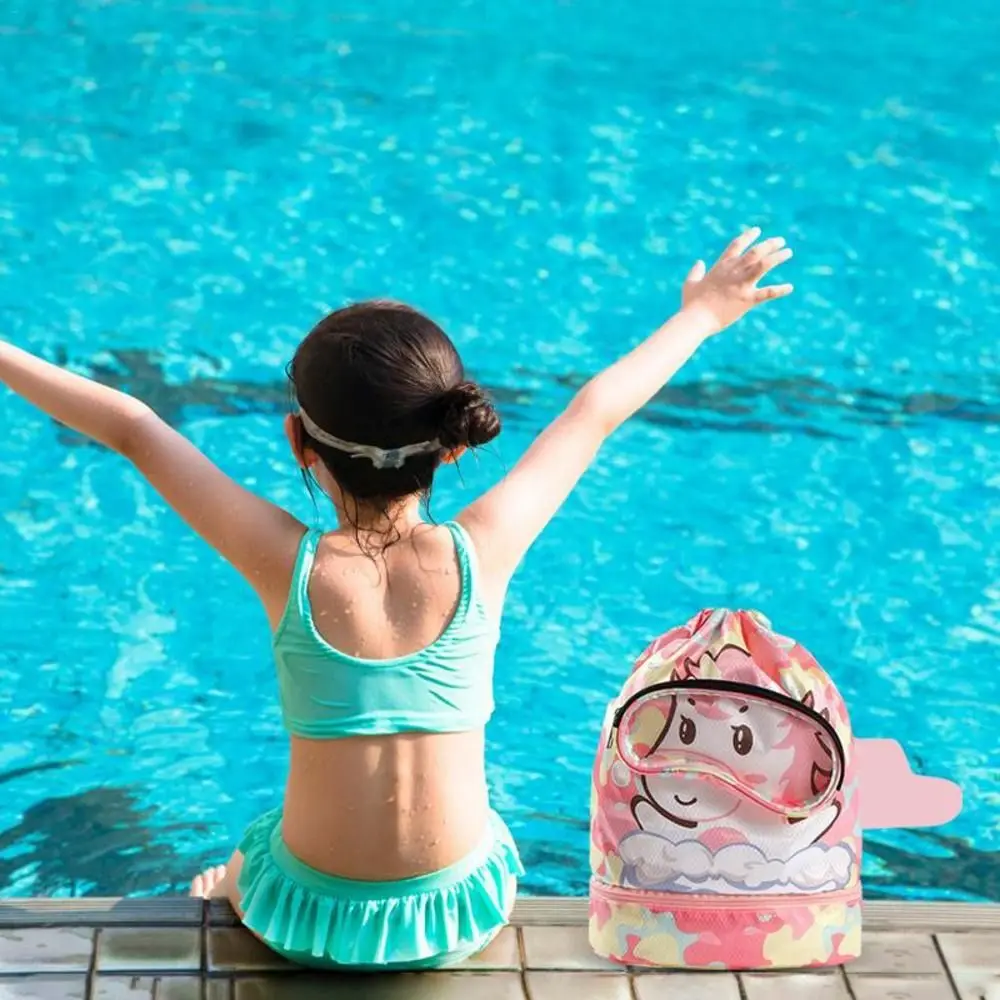 Dry Wet Separation Kids Drawstring Beach Bag Waterproof Adjustable For Sport Swimming Travel Fitness Beach Swim Bag For Kids