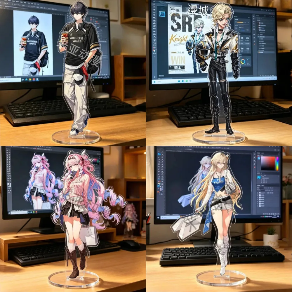 Game Wuthering Waves Cute Character Lynae Aemeath Dania Cartoon Stand Model Plate Desk Decor Standing Sign Tabletop Ornaments