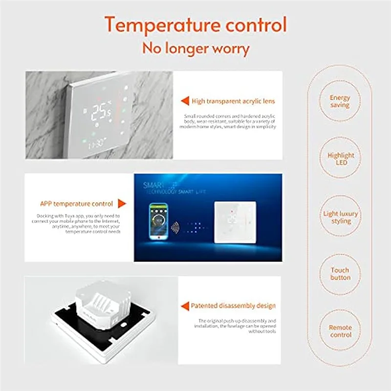 A19F-Wifi Smart Thermostat Temperature Controller Weekly Programmable Supports Touch Control-3A Black Durable Easy To Use