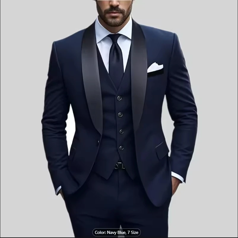 Men'S.Suit 3pcs Set,Jacket And Vest and Trousers, Fashionable Formal Wear, Suitable for Parties, Gatherings And Weddings.