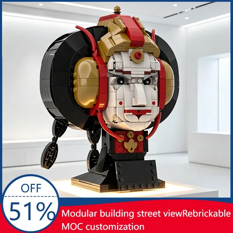 

New 942PCS Star Battle Queen Helmet Creative Moc Particle Movie Character Bust Customize Puzzle DIY Creative Ideas Kid Toy Gift