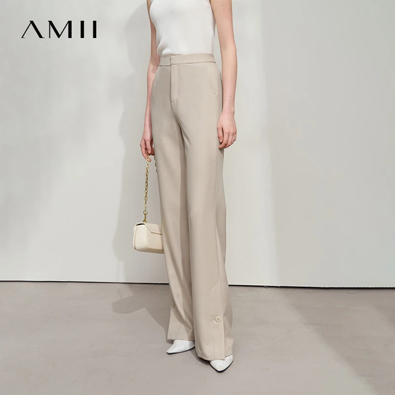 AMII Casualฤดูใบไม้ร่วงหลวมกางเกงผู้หญิง 2025 ความยาวเต็มProfessionalยาวกางเกงผู้หญิงใหม่แฟชั่นตรงกางเกงLady 12542017