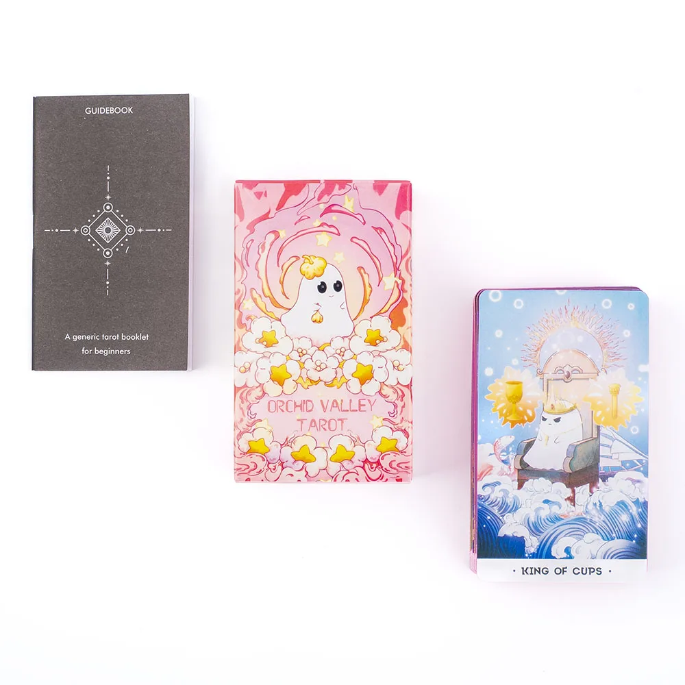 Orchid Valley Tarot 80-Card Cartoon Deck with Guidebook English Visions Divination Edition Deck Board Playing Games 10.3*6cm