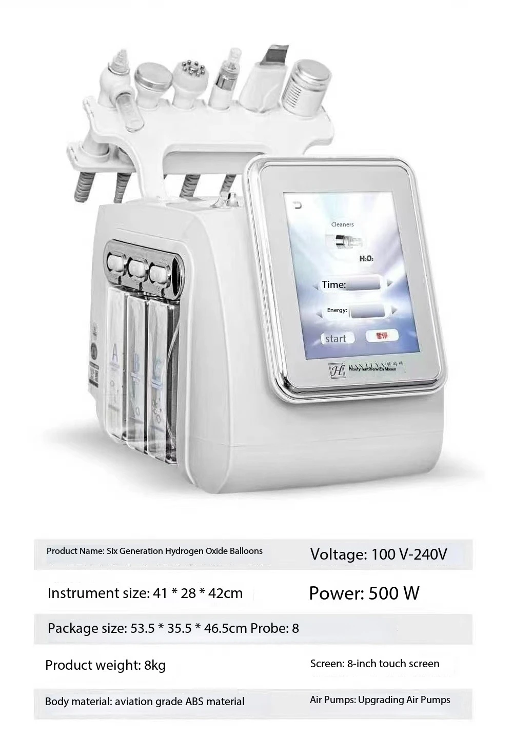 Zesde generatie waterstofzuurstof kleine bellenreinigend huidbeheerapparaat, mee-eter verwijderen, zuurstofinjectie en hydratatie