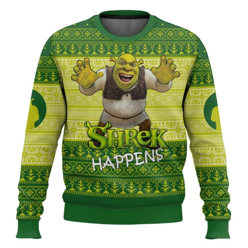Shrek يحدث كارتون أنيمي عيد الميلاد كرنفال هدايا عيد الميلاد القبيحة للرجال والنساء زوجين قمصان سويت شيرت بقلنسوة