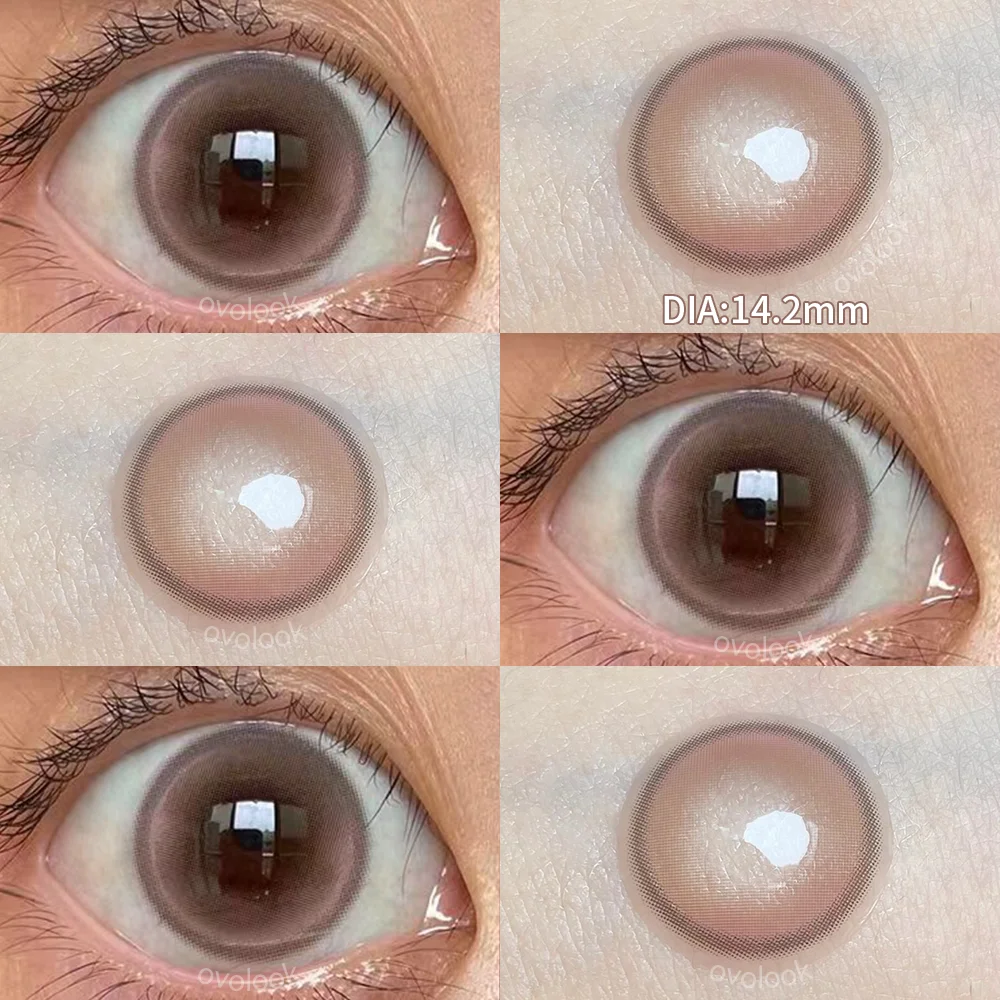 OVOLOOK-Pink Eye Color Lenses Myopia Color Contact Lenses for Eyes 2pcs/pair Natural Lenses Pupils Brown Blue Grey Fashion Lens