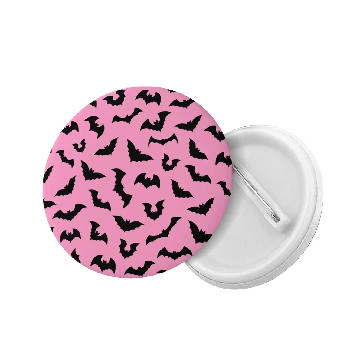 Pastel Goth Pink Black Bats Pin Back Buttons for Clothes Customizable Halloween Witch Badges Brooch Pinback