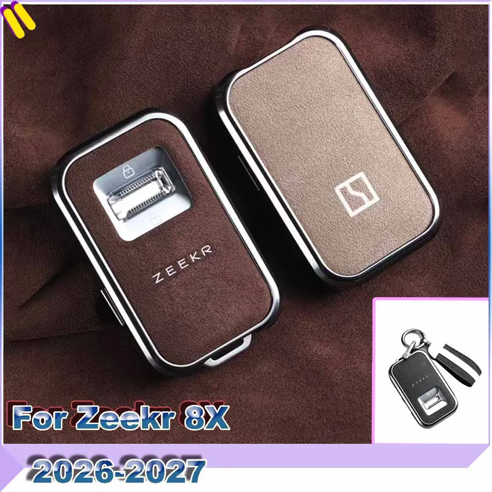 Premium Suede Full Wrap Key Cover Fit For Zeekr 8X 2026-2027 Key Anti-Scratch Protective Key Case Car Interior