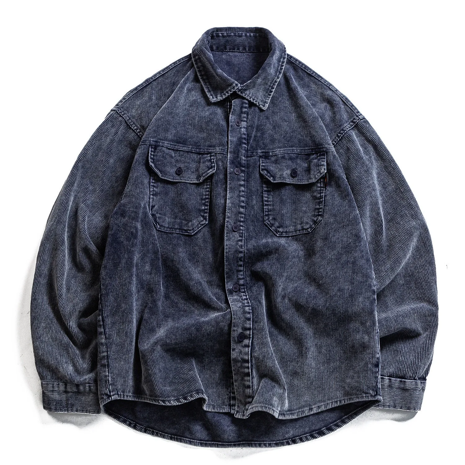 

Japanese Retro Amikaji Washed Corduroy Shirt for Men and Women Loose Vintage Long Sleeved Shirt Trendy