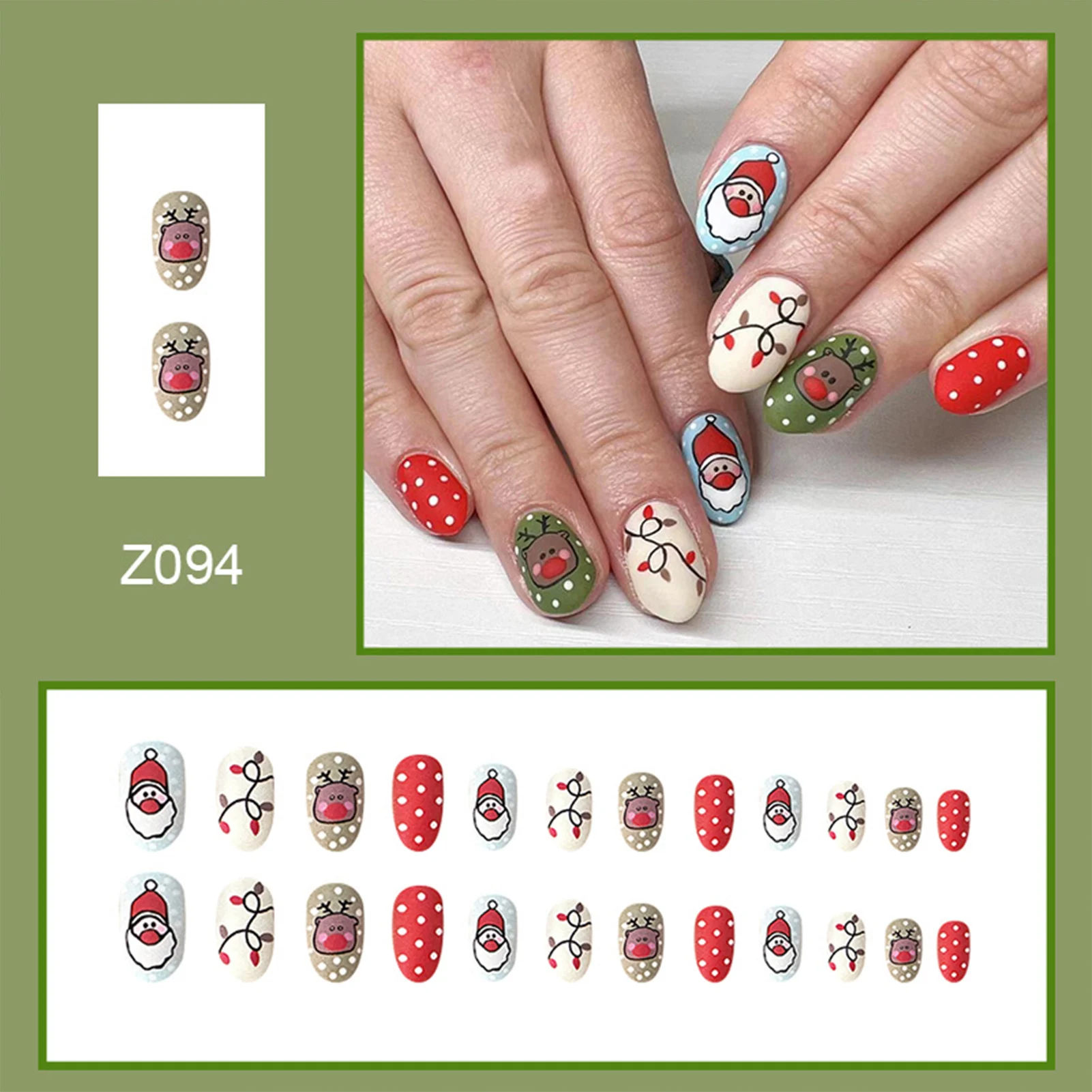 Christmas Frosted Fake Nails Polish-Free Fake Nails for Women for Manicure Skilled Person