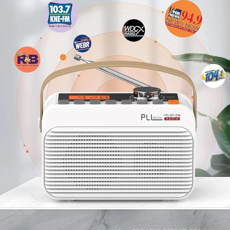 시계 디스플레이가 있는 휴대용 풀 밴드 FM AM SW 라디오, 홈 야외 무선 카드, 블루투스 스피커 라디오, USB TF 카드 지원