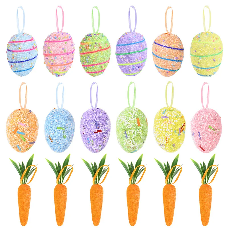 

6Pcs Painted Foam Easter Eggs Ornament Decoration for Home Easter Tree Hanging Pendants Craft Basket Decor Kids Gift Favors 2025
