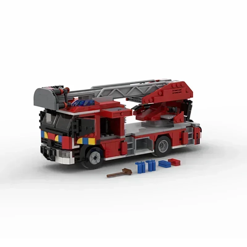Modello di auto Moc Mattoni da costruzione Scaletta per camion dei pompieri belga Tecnologia Brandweer Blocchi modulari Regalo Giocattolo di Natale Set fai da te Assemblaggio