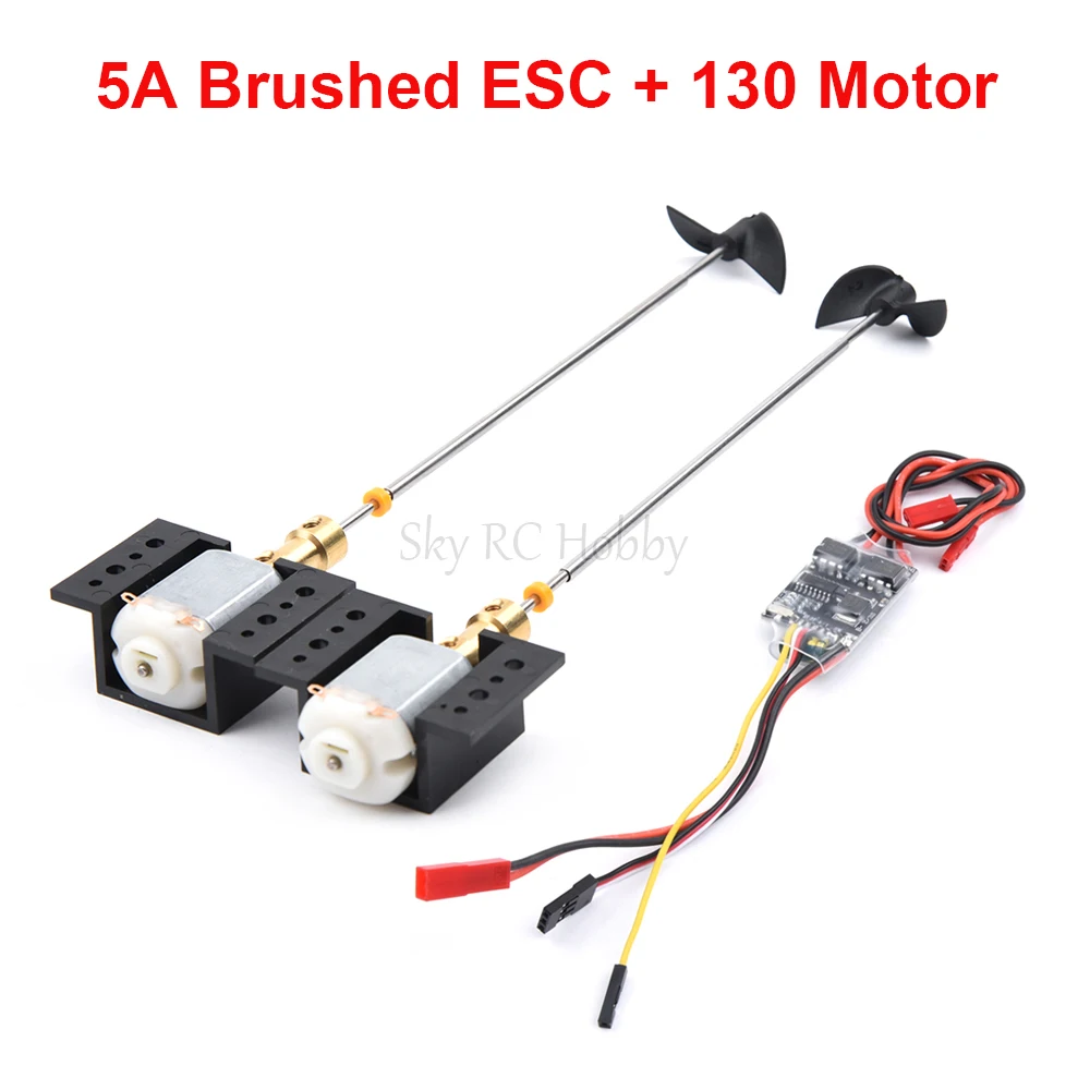 5A x2 Brushed ESC Rc Boat Motor Drive Set 130 Motor+motor Seat+copper Coupling+15cm Shaft+propellers Kit For DIY Model Ship Boat