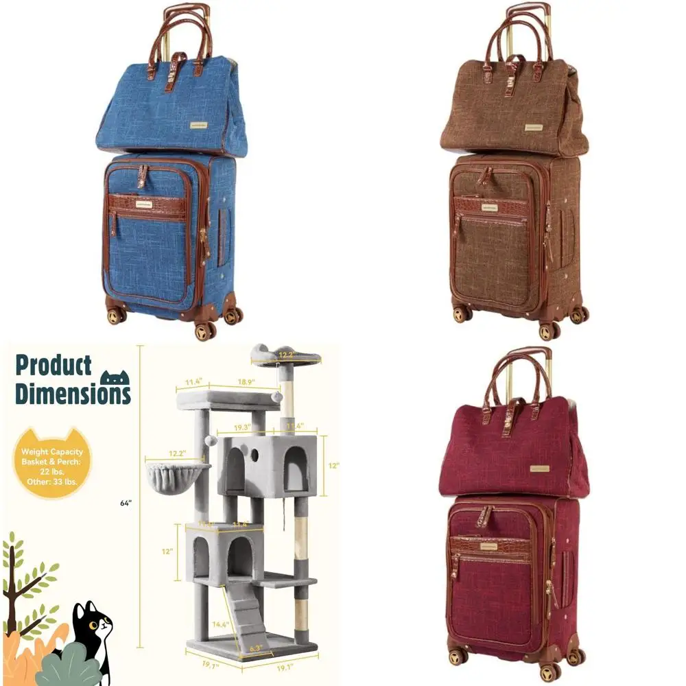 

Синий винтажный твидовый комплект из двух предметов для багажа