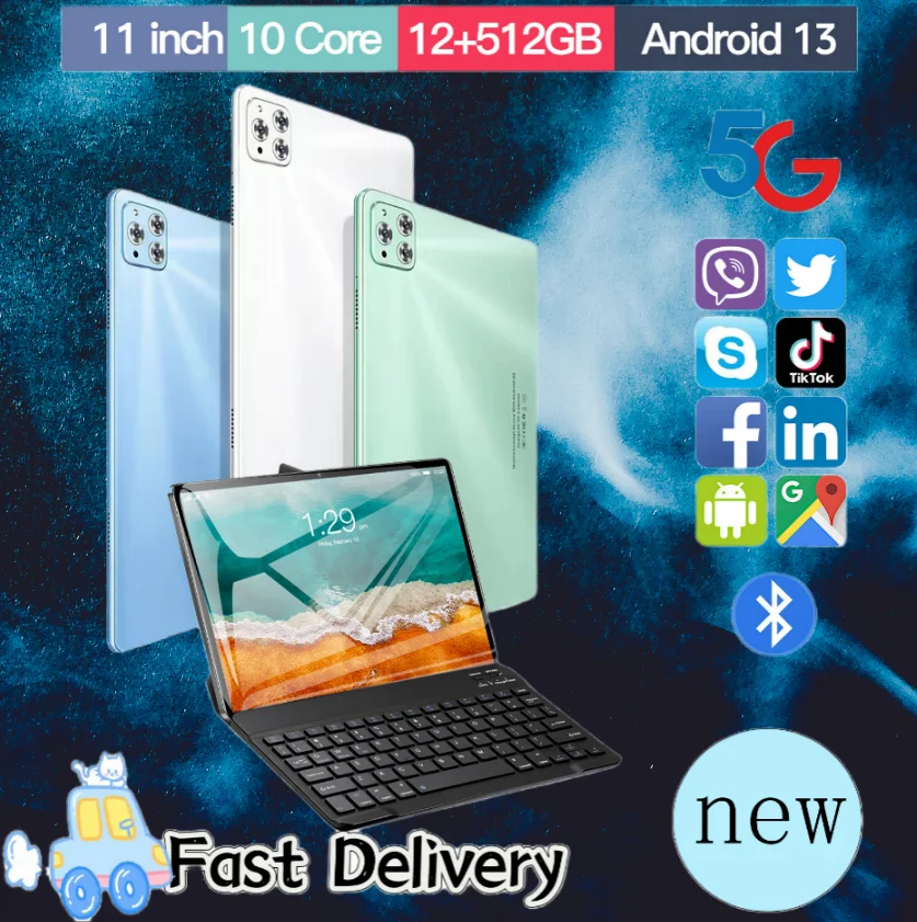 

Global Edition Appel X95 Tablet 11-inch 16GB RAM 1TB ROM Bluetooth 5.0 5G Android 13 20000mAh Sanpdragon 870 Thin & Light Laptop