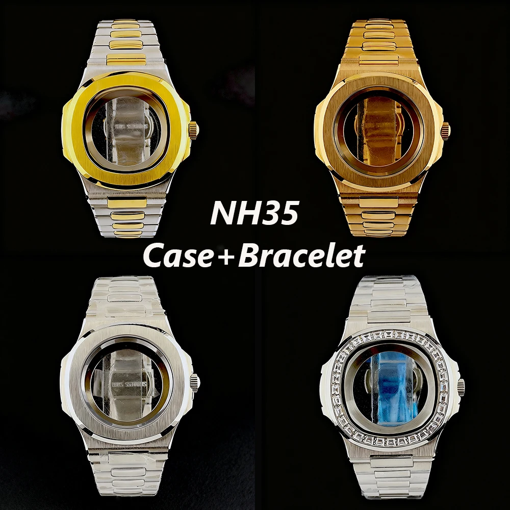 

Корпус часов NH35, мужские часы с индивидуальным логотипом, корпус из нержавеющей стали, подходит для аксессуаров для часов с механизмом NH35