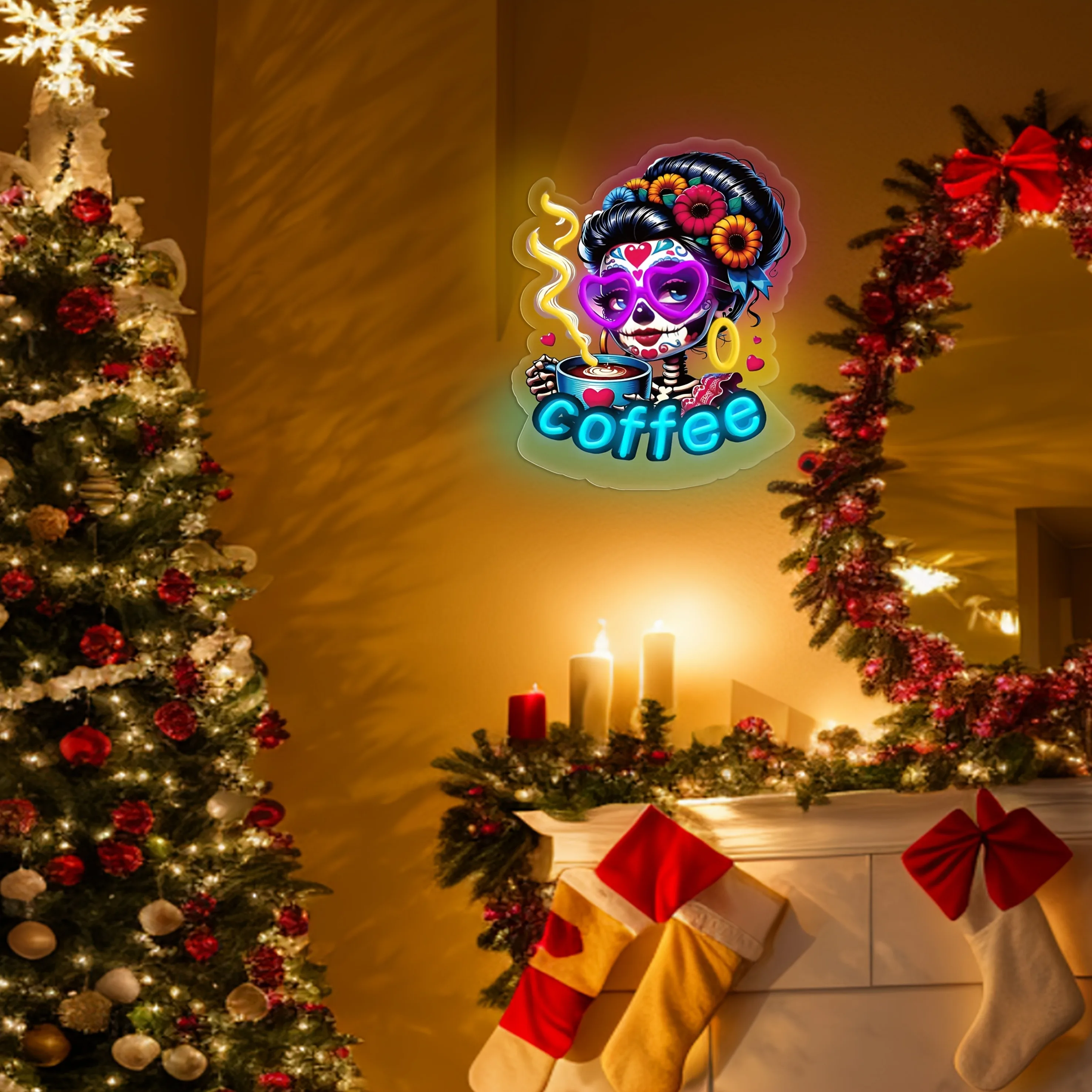 

Cartoon Coffee Lady LED Neon Sign, USB Powered UV Printed Wall Light for Home Decor, Birthday and Festival Gifts