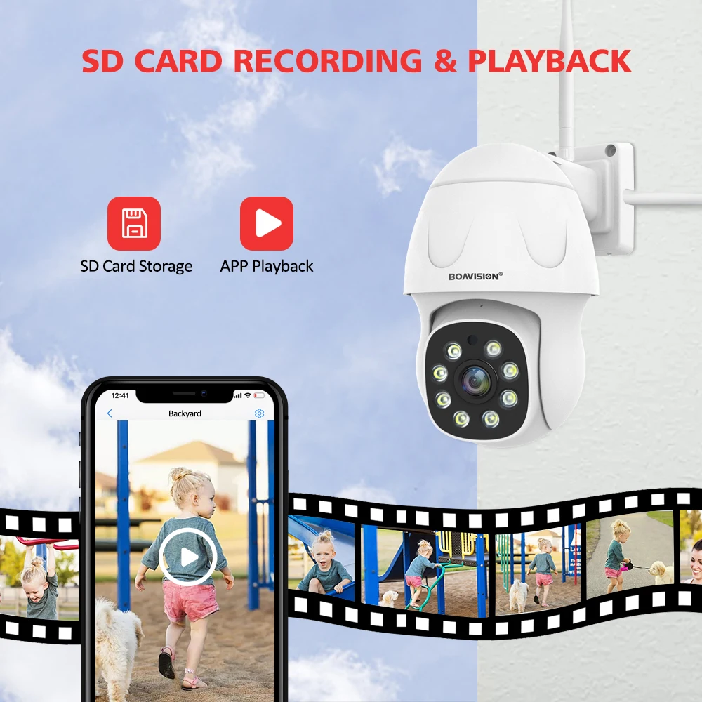 Outdoor Wifi IP Camera HD 4MP Full Metal Case Human Auto Tracking 4X Digital Zoom 2-Way Audio PTZ Surveillance Security Camera