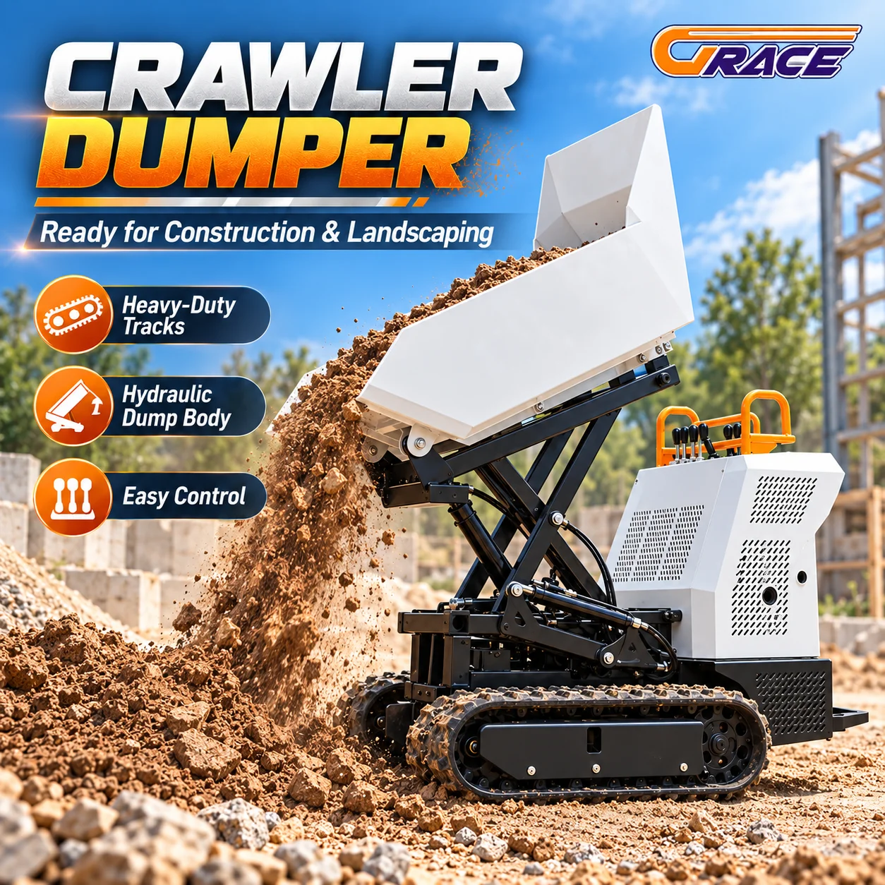 Free Shipping Ton Diesel Powered Wheel Self-propelled Tipper Dumper Small Farm Construction Tipping Transport Car