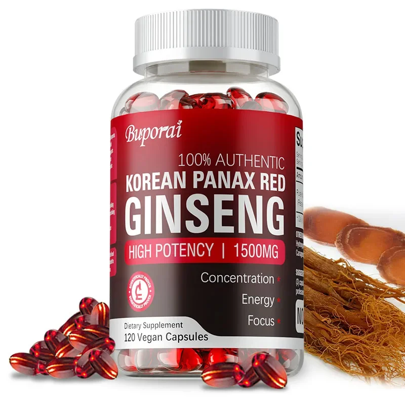 

Korean Red Panax Ginseng Capsules - Supports Natural Health, Enhances Memory and Cognitive Function, Strengthens Immunity
