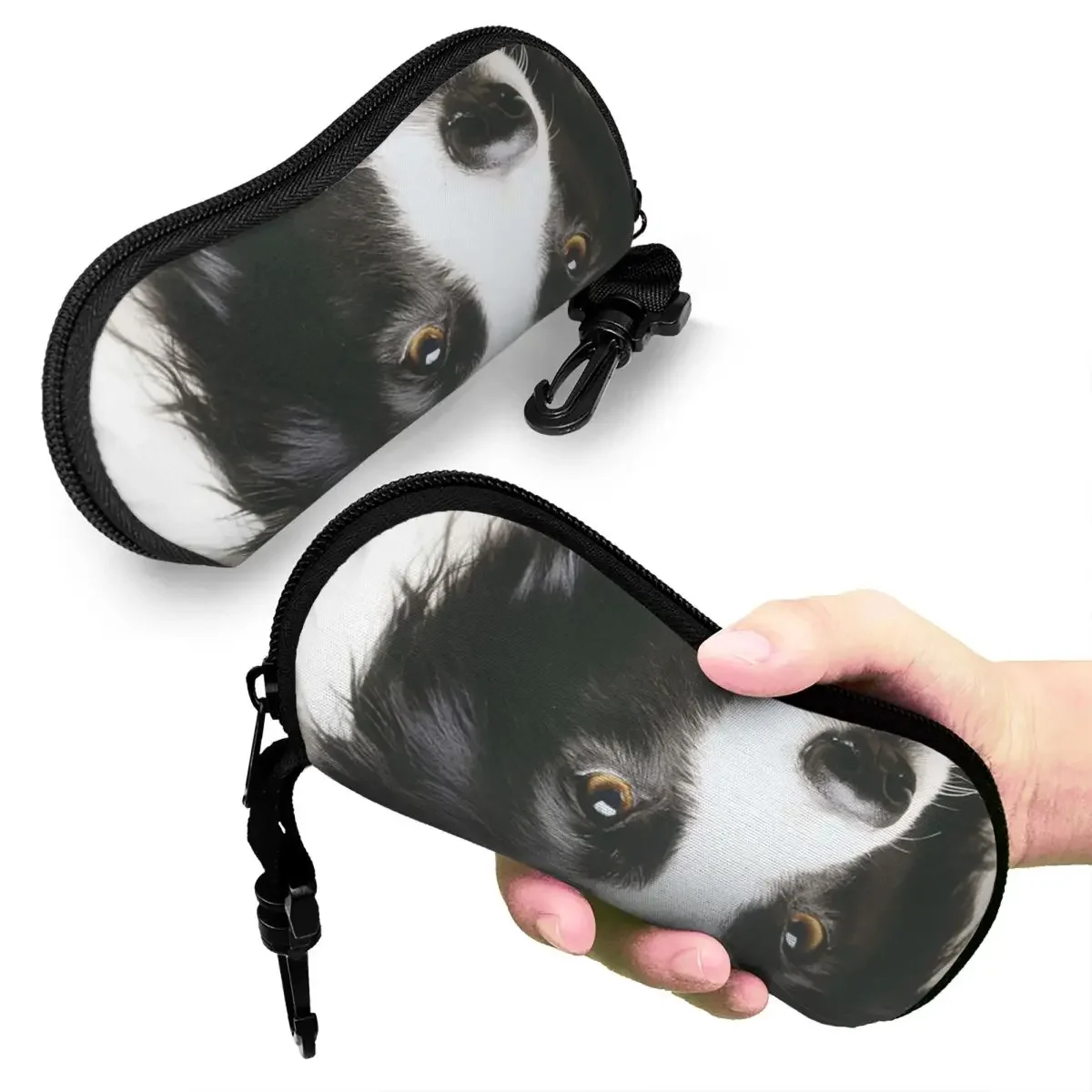

Working Border Collie Shell Glasses Case Protective Sunglasses Box Women Men Soft Eyeglass Bag Pouch