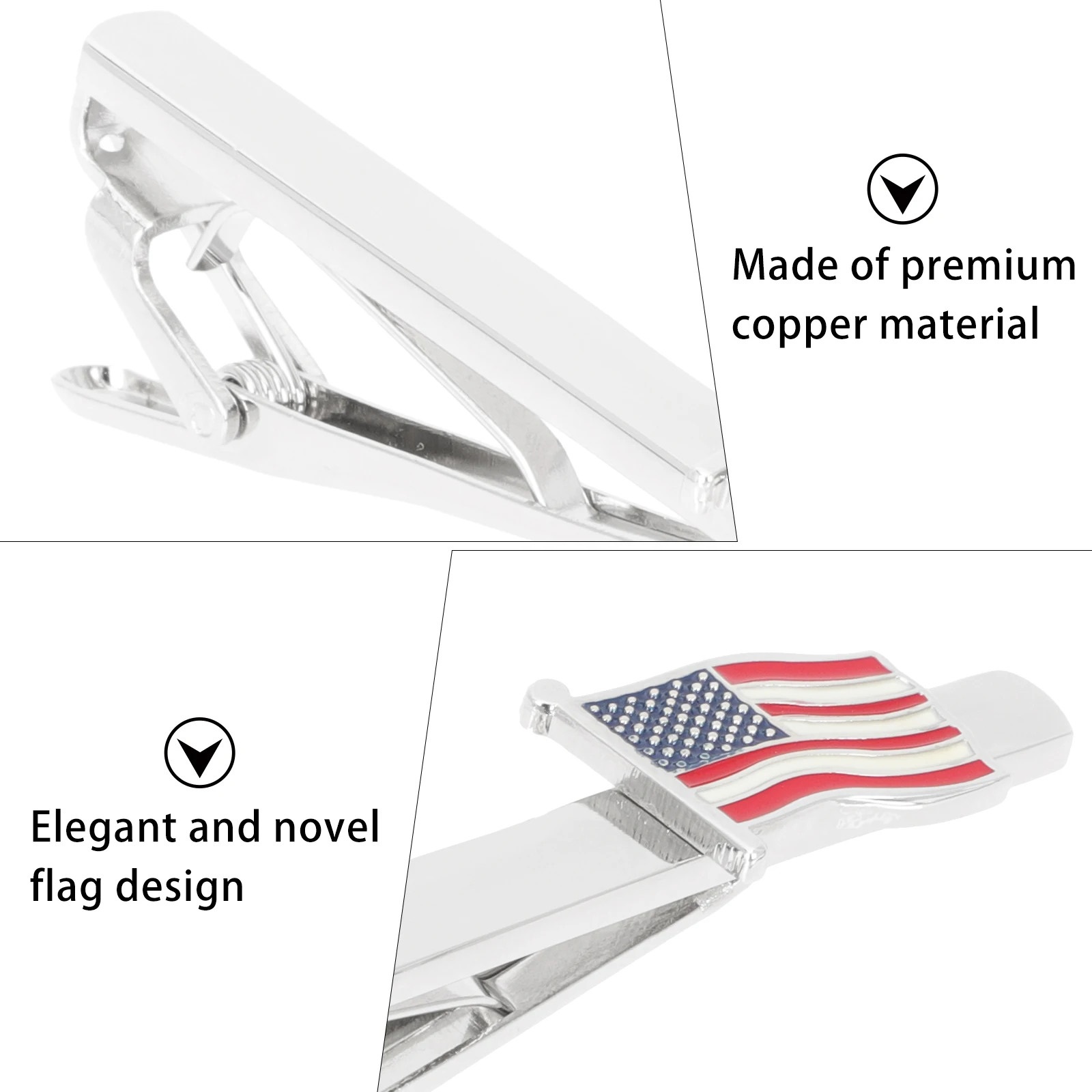 

2 Pcs Clips Copper Metal Necktie Pinch Bars Tie Clip for Men Suit Durable Plated Elegant Accessories