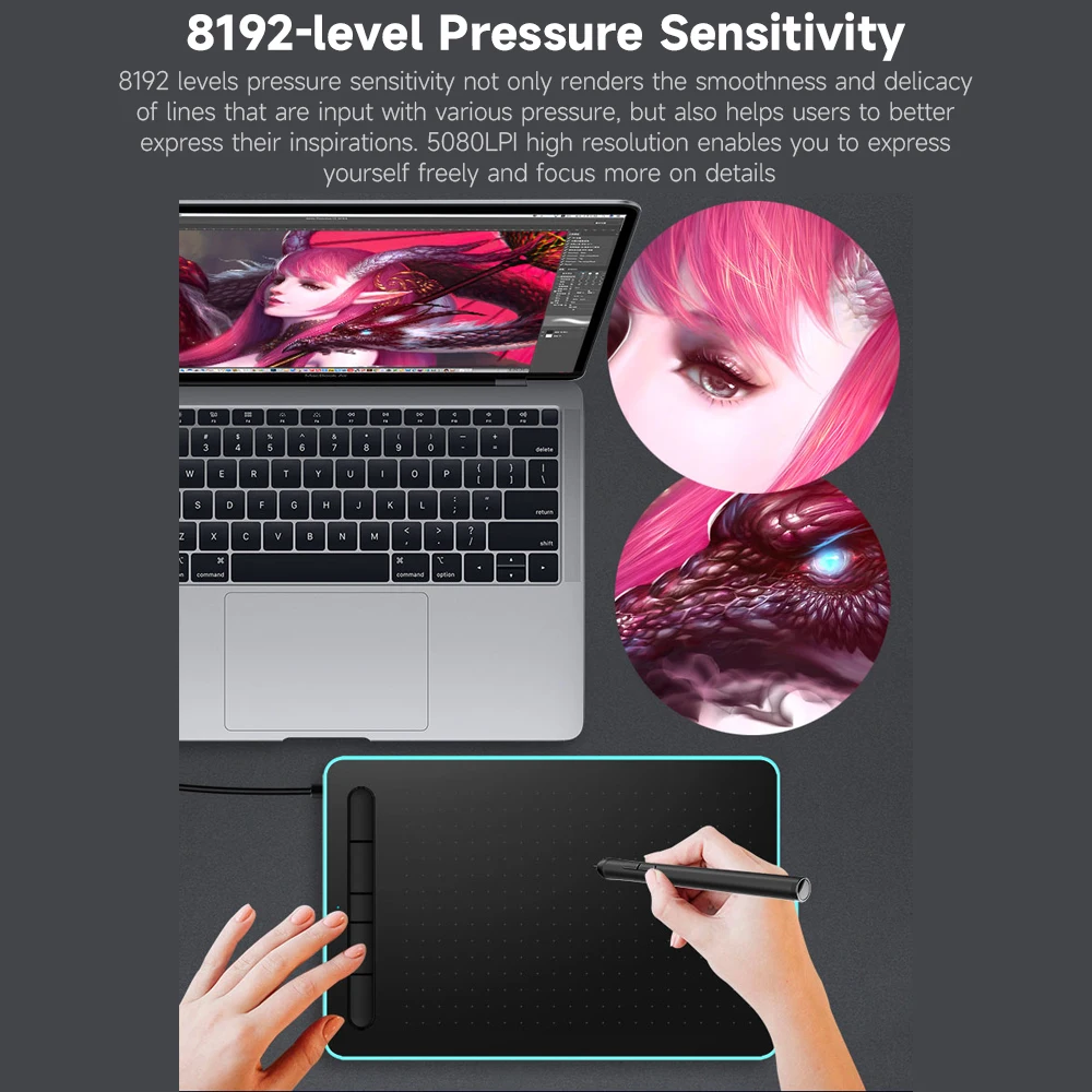 VSON WP9620N Graphics Tablet Drawing Tablet with 8192 Levels Pressure Sensitivity 5080LPI Resolution 230PPS Read Speed