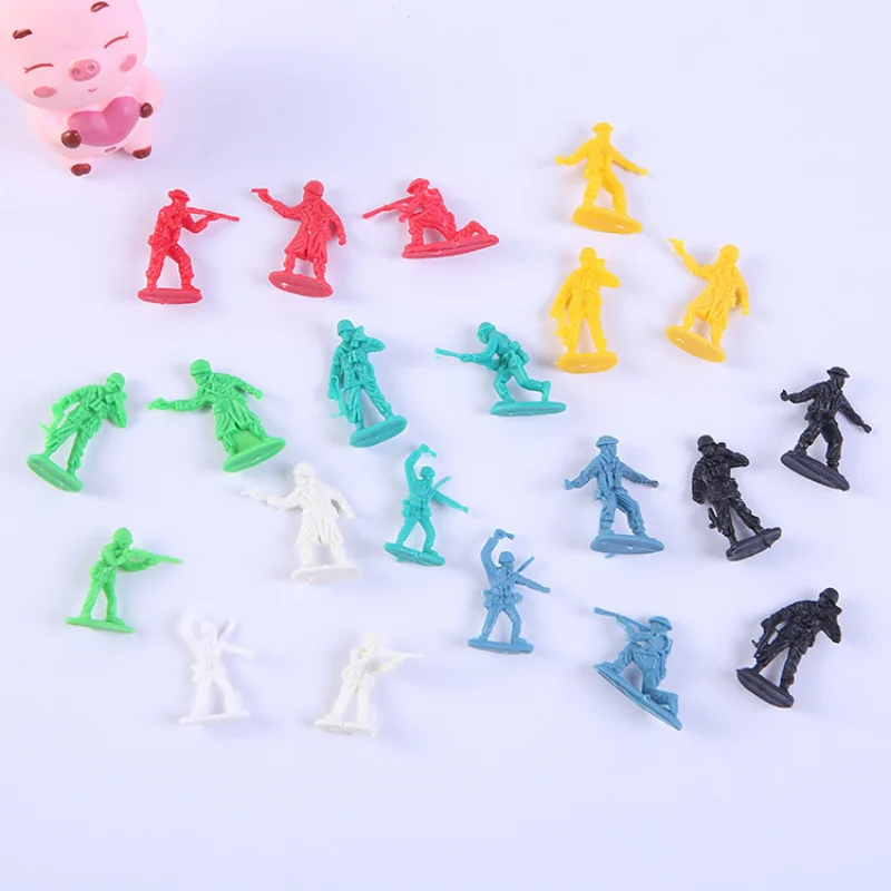 50Pcs Colorful 3cm Military Soldier Model Toys Playset Desk Decor Army Men for Kids Birthday Gifts Party Favors Pinata Fillers