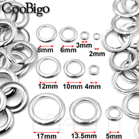 100 Sets Metal Eyelet Grommet Ring Kit for Garment Canvas Sewing Accessories Silver 2mm 3mm 4mm 5mm 6mm 8mm 10mm 12mm 14mm 17mm