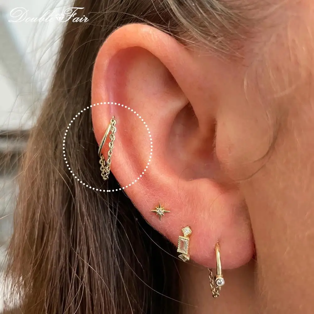 1szt Kolczyki ze stali nierdzewnej Helix Daith dla kobiet Pierścionek z gwiazdą z łańcuszkiem Lobe Tragus Snug Ear Piercing Earings Biżuteria — zdjęcie 4