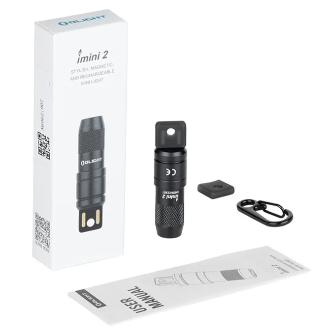 IMINI 2 Mini Portable 50 Lumens USB Socket Rechargeable Keychain Flashlight, Waterproof IPX6 Keychain Flashlight