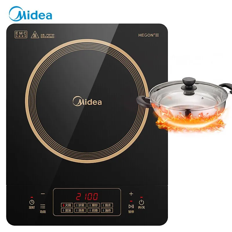 Midea Induction Cooker Battery Cooker Home Smart Hot Pot Stove Stir-Fry High Power Induction Cooker Electric Hob Cooking Unit