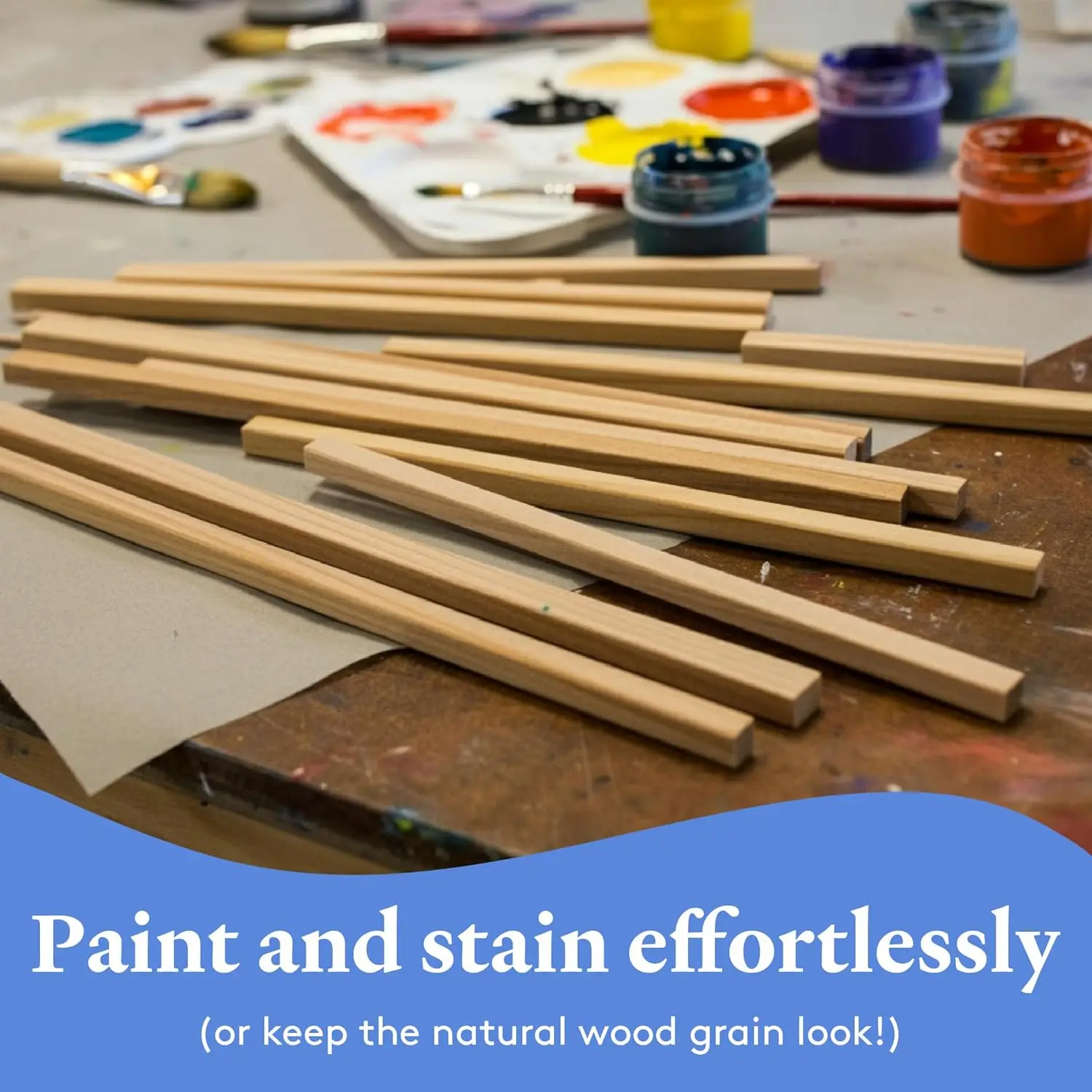 Barras de Madeira Quadradas de 3/4 de Polegada, Comprimento de 48 Polegadas, Pacote com 10 para Artesanato e Modelagem