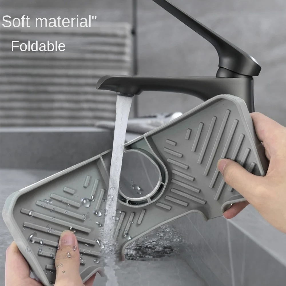 

Силиконовый брызговик для раковины за краном, 10,6-дюймовый коврик для улавливания воды с 3 регулируемыми пряжками, мягкий сливной поддон для раковины, ванная комната