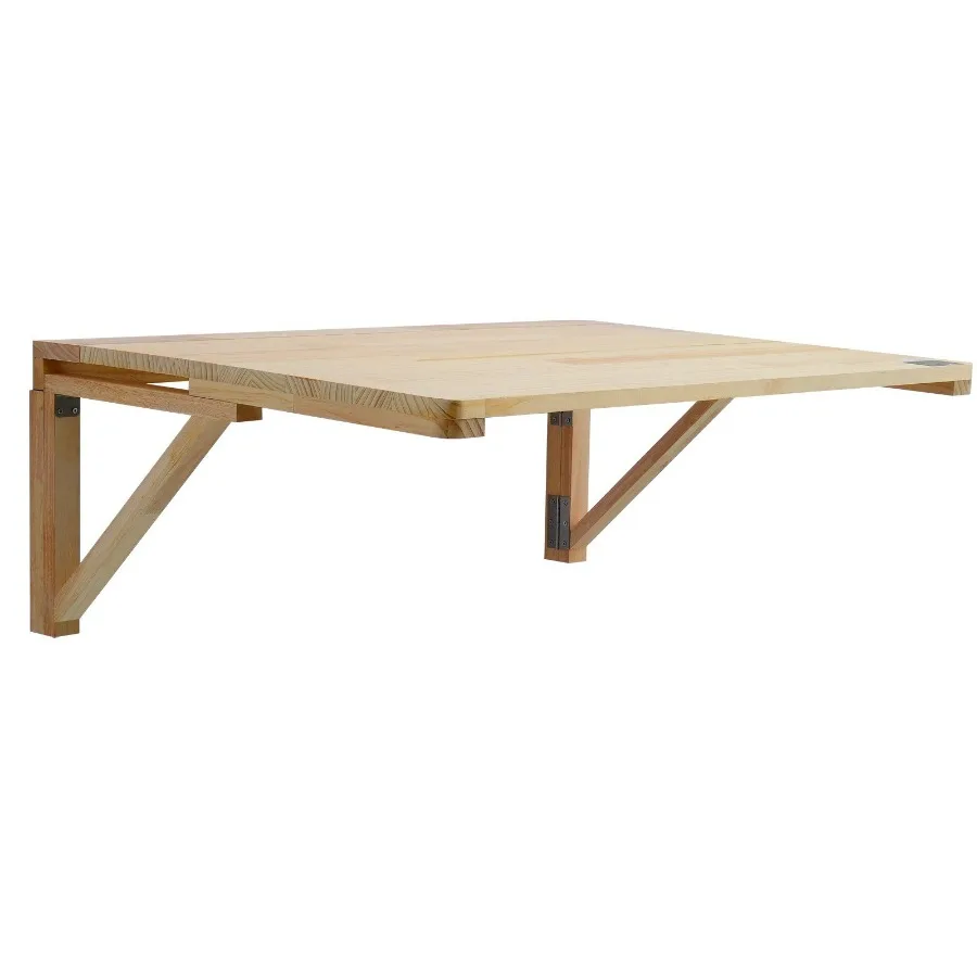 

Wall Mounted Folding Table 31.5 x 23.62 Wall Mount Drop Leaf Table Wooden Floating Desk with Iron Bracket Fold Down Desk for S