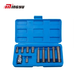 Set of M Type Screwdriver Bits With Adapter 10mm Shank Long M5 M6 M8 M10 M12 Bit Kit 12 Points Drive Tips Repair Tool