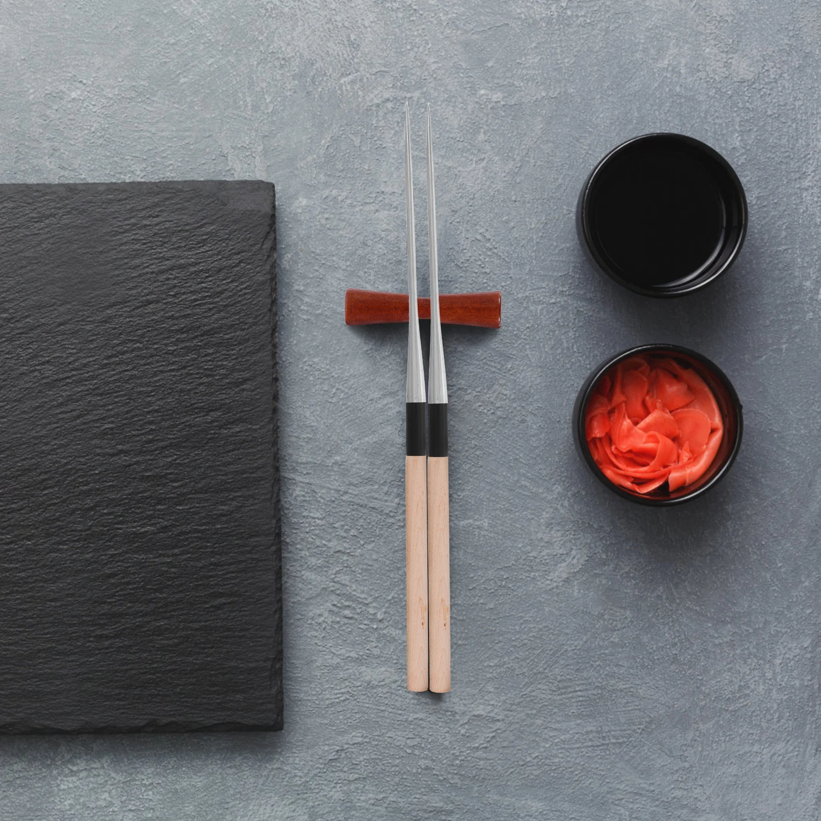 

2Pcs Long Stainless Steel Chopsticks with Pointed Tips Japanese Sushi Chef Cooking Tools Professional Kitchen Serving Utensils