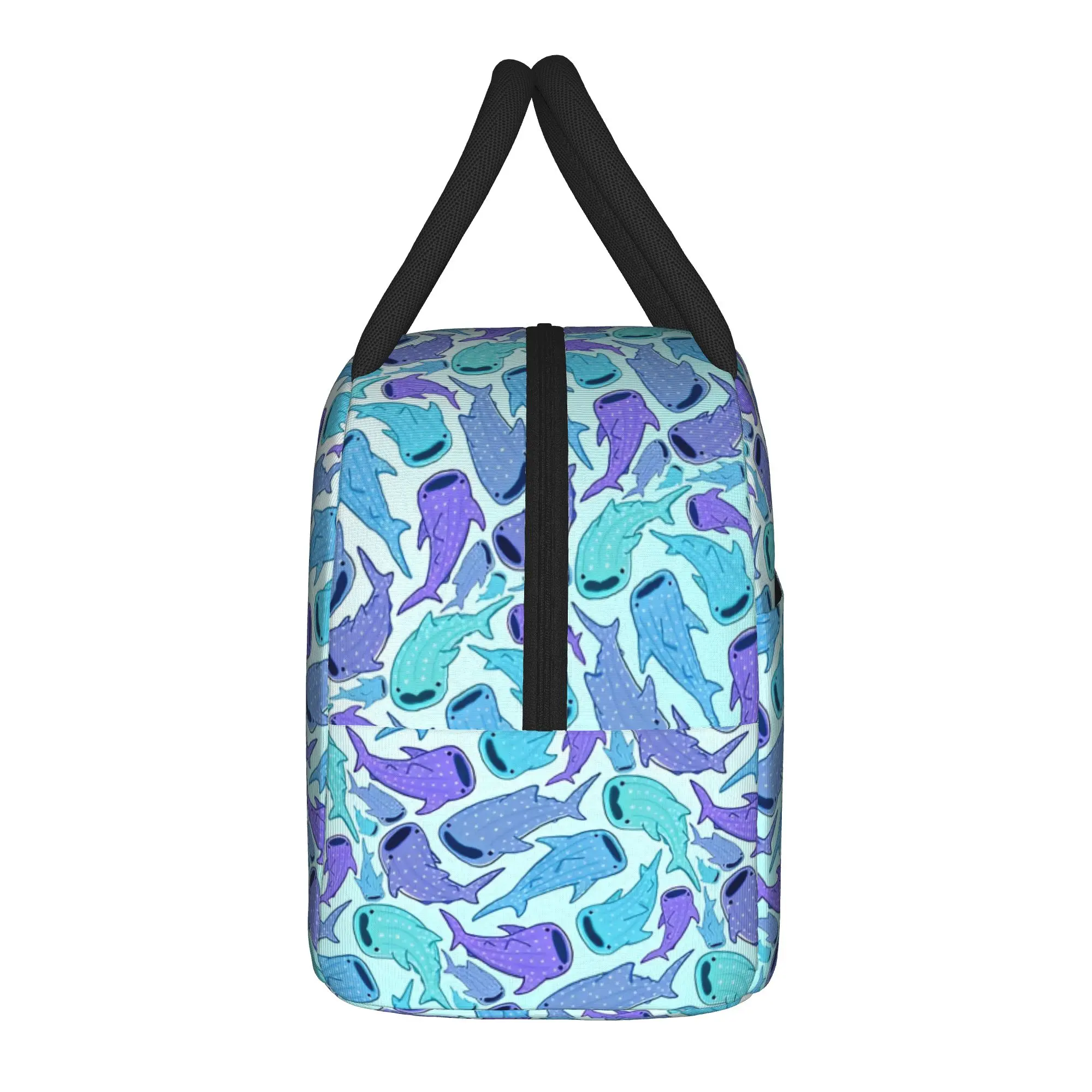 Whale Shark Pattern  Insulated Lunch Bag Thermal Bag Reusable,Meal Container Starry Whale Sharks High Capacity Tote Lunch Box