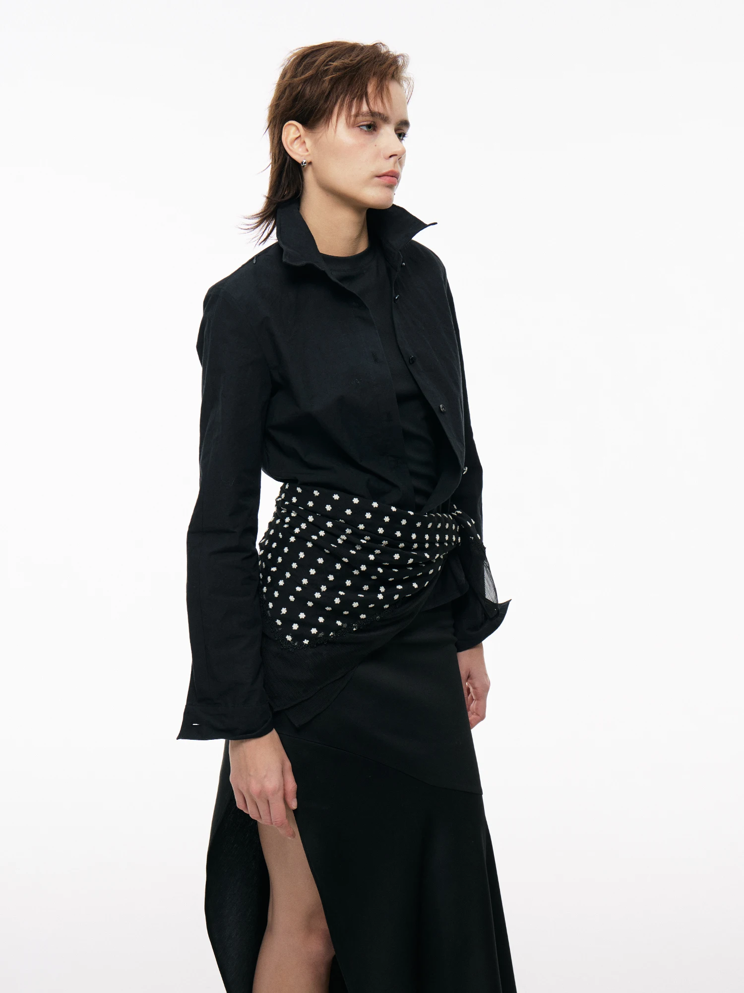 

Black Shapely Billconch Shirt Original Design Fashionable Shapeable Slim Fit Women's Long Sleeve Button up Casual Shirt