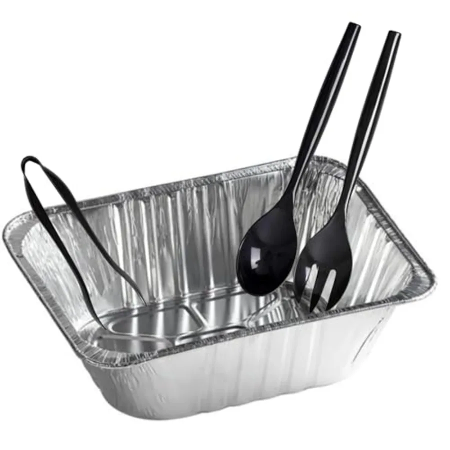 

Disposable Extra Deep Extra Heavy Weight 9x13 Half Size Disposable Aluminum Pans with 3Pcs of Strong Serving Utensils, 250 Count