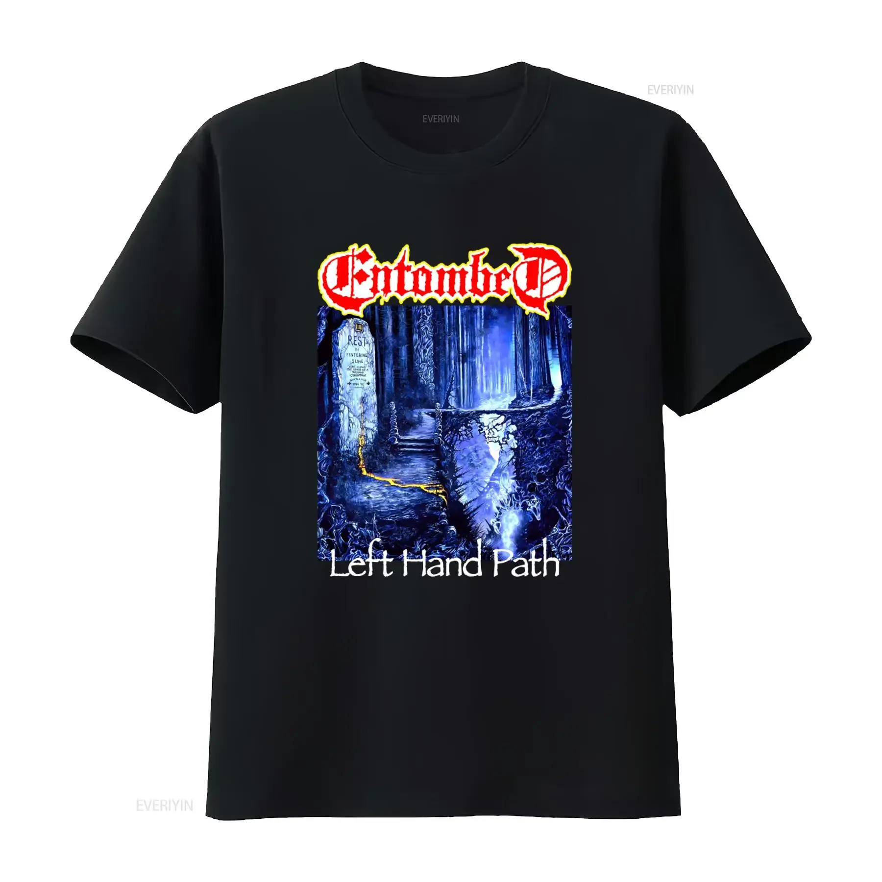 Entombed Left Hand Path T Shirt Black with Dismember Dissection Carnage Artwork vintage Washed Breathable streetwear Slightly