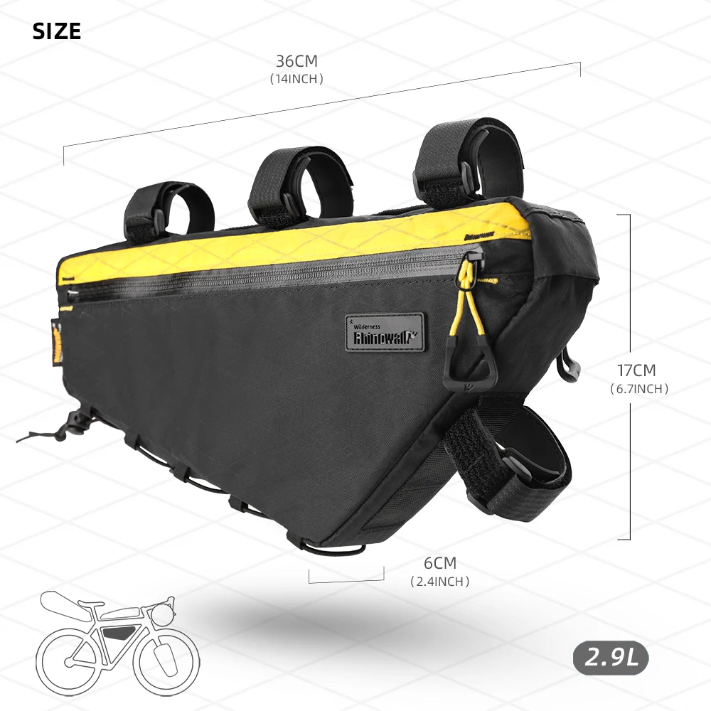 Rhinowalk Bike Frame Bag Waterproof 2.9L Bicycle Triangle Bag Bikepacking Travel Luggage Bag For MTB Road Gravel Bike