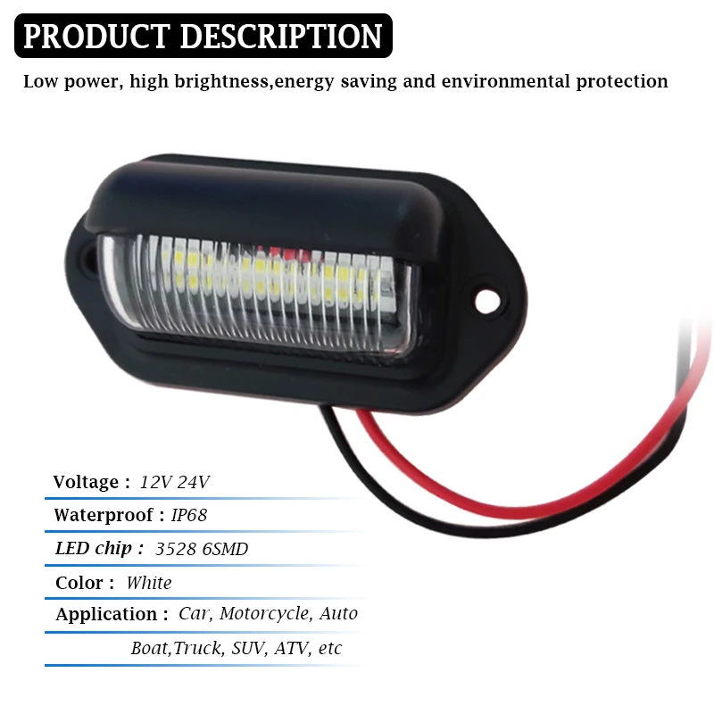 4PCS 6LED 5730 Truck License Plate Light Car Truck Bus Trailer Tail Lamp Side Bulb12V 24V Motorcycle Signal Light