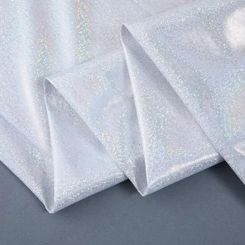 Laser Dots Sequin Clothes Reflective Fabric Elastic By The Meter for Wedding Dresses Sewing Smooth Bronzing Knitted Textile Soft